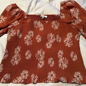 Madewell Boho Madewell Floral Smocked Rust Top M